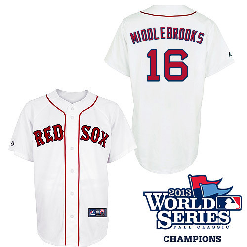 Will Middlebrooks #16 MLB Jersey-Boston Red Sox Men's Authentic 2013 World Series Champions Home White Baseball Jersey